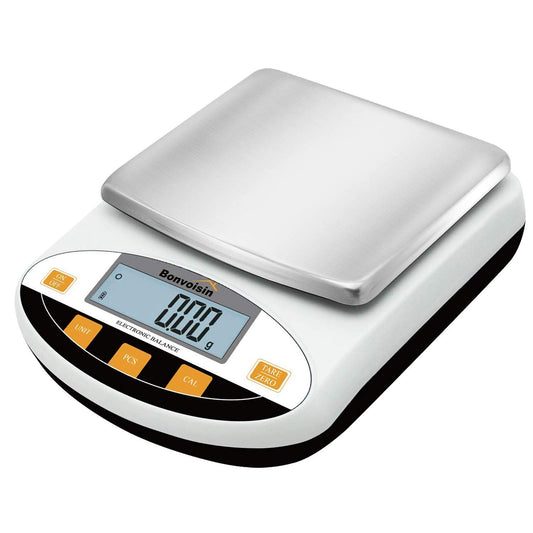 Bonvoisin 0,01 g, 200-5000 g, elektrische weegschaal, digitale wetenschappelijke laboratorium, 10 mg leesbaarheid, gekalibreerd met certificaat met gewicht (1000 g, 0,01 g)
