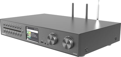 TELESTAR TOP 550 HiFi-systeem met versterker en cd-speler (43 cm breedte, 2 × 30 W, internetradio/DAB+, Bluetooth zend-/ontvangstfunctie, USB-opname, streamingdiensten) - zwart