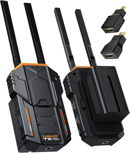 Lemorele 5G 1080P draadloze videotransmissiekit 200M, HDMI draadloze videozender en ontvanger met HDMI- en IR-lus voor DSLR, bioscoop en fotografie, 2 x 4400 mAh batterij inbegrepen