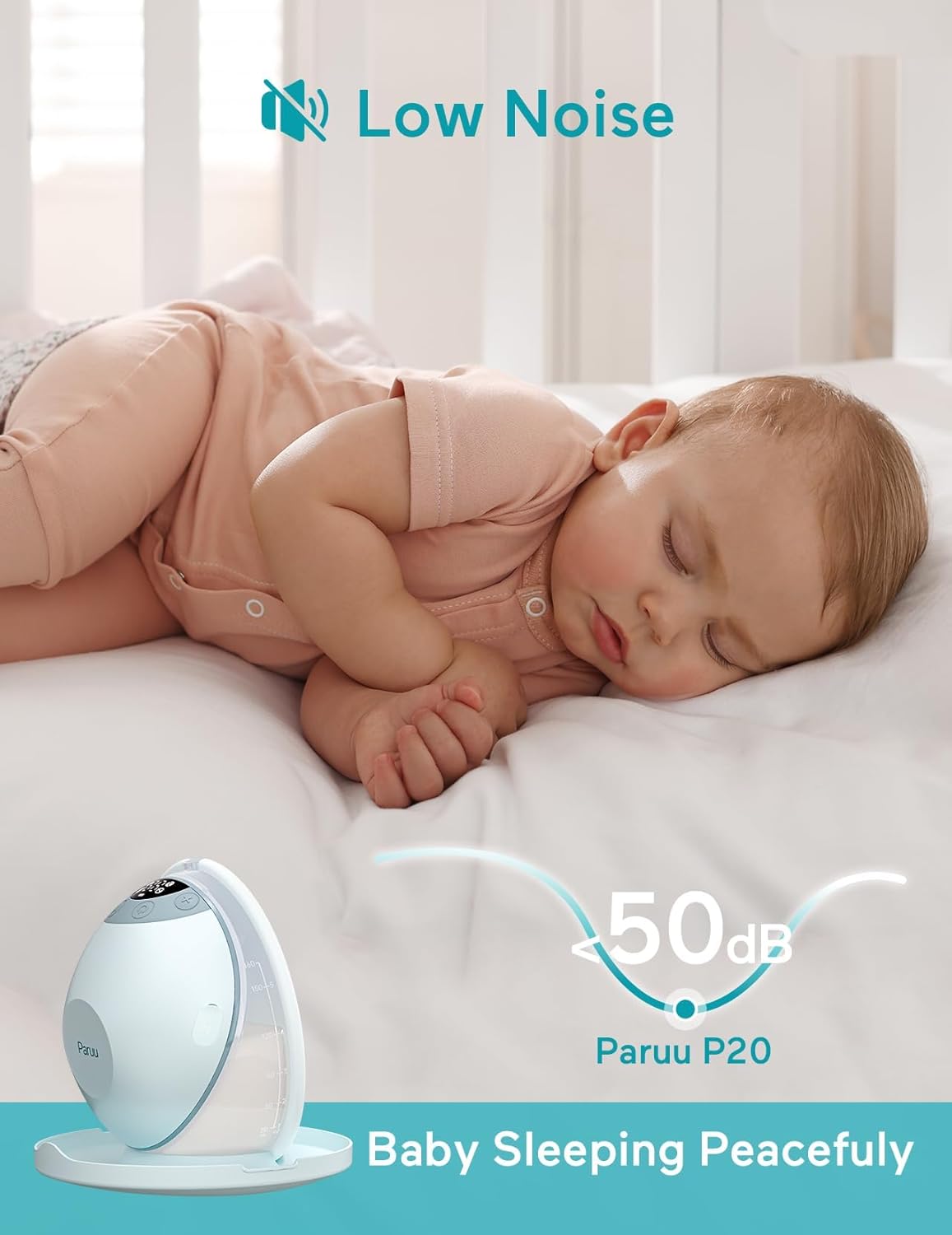 Paruu P20 Elektrische borstkolf, draagbaar, handsfree en draagbaar, met 4 modi, 12 zuigniveaus, dubbel verzegelde 19/21/24 mm flenzen, visueel ontwerp van melkvolume (2 stuks, lichtgroen)