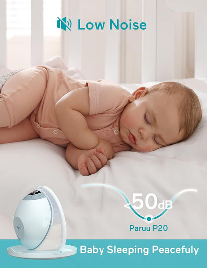 Paruu P20 Elektrische borstkolf, draagbaar, handsfree en draagbaar, met 4 modi, 12 zuigniveaus, dubbel verzegelde 19/21/24 mm flenzen, visueel ontwerp van melkvolume (2 stuks, lichtgroen)