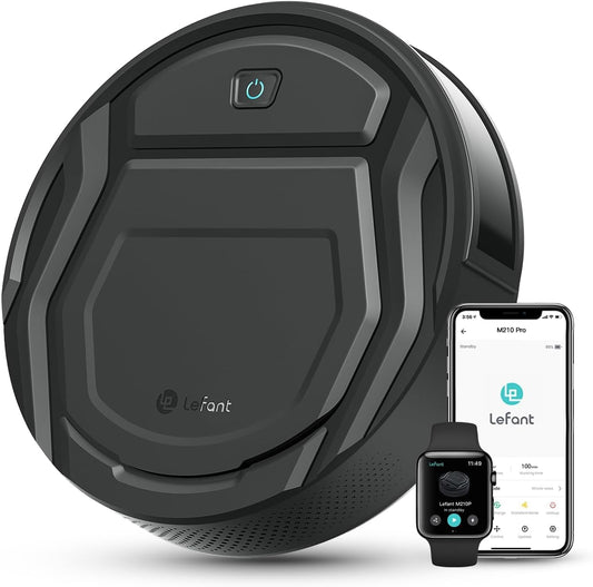 Lefant M210P Stofzuigerrobot, dun, stil, verbonden met wifi/Bluetooth/Alexa/app, 6 reinigingsmodi, zelfopladen, 120 minuten batterijduur, ideaal voor dierenharen op harde vloeren, M210P