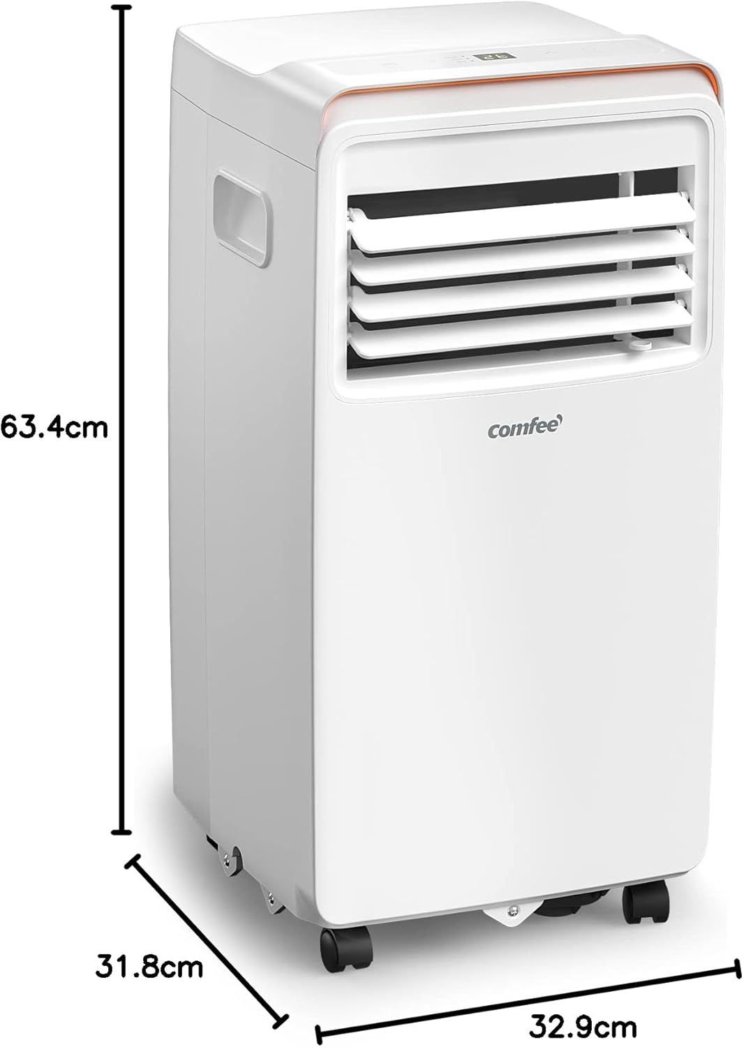 COMFEE' AMBRA Mobiele airconditioner 9000 BTU/H, 10C, 2,6 kW, 25 ㎡/68 m³, 3-in-1, draagbaar, ventilator, koeling, ontvochtiging, 24-uurs timer, slaapmodus, volgfunctie