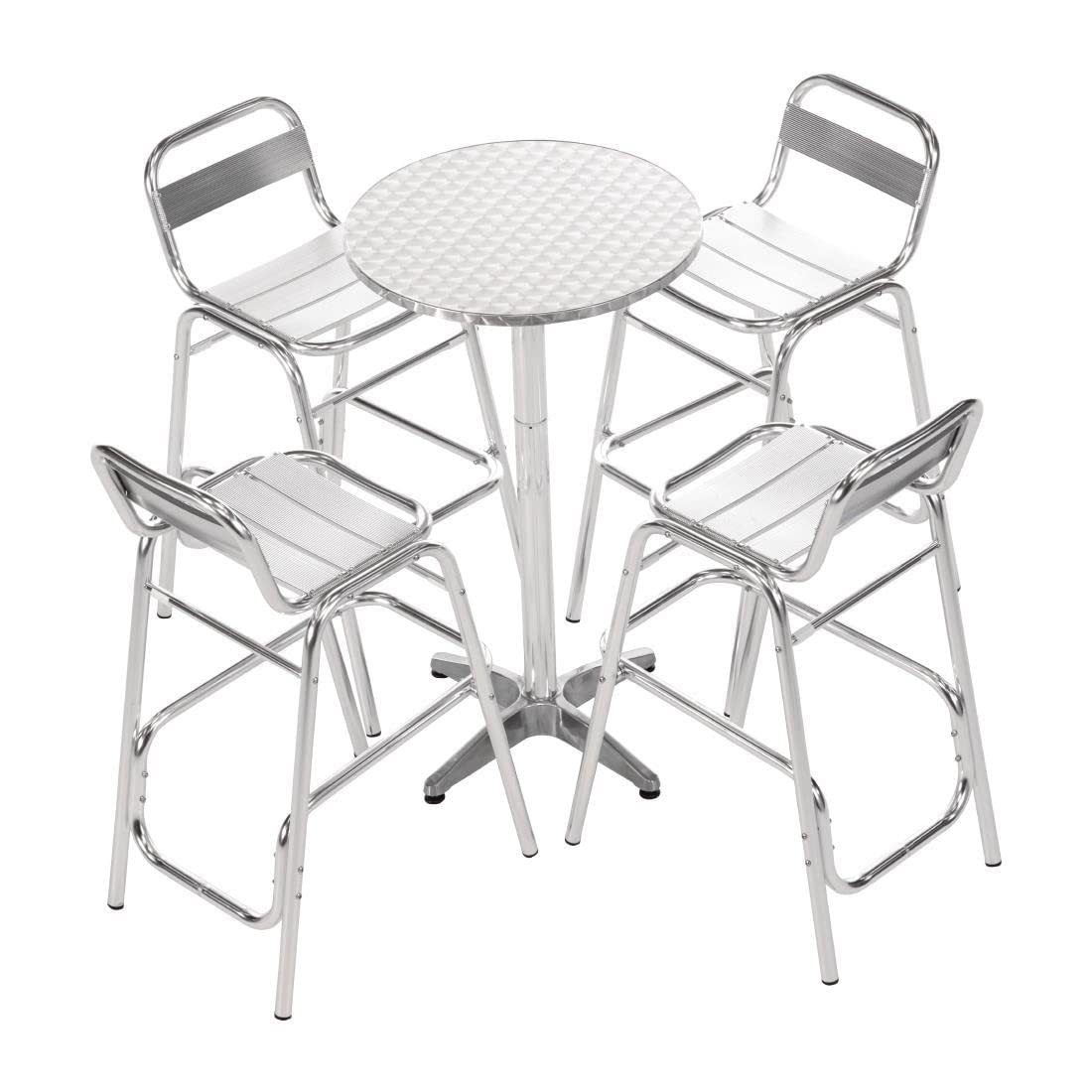 Bolero Hoge Tafel 60cm - Roestvrijstalen Weerbestendige Ronde Bar Bistro Pub Tafel Terras Tuinmeubilair voor Binnen & Buiten U502