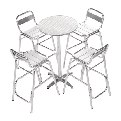 Bolero Hoge Tafel 60cm - Roestvrijstalen Weerbestendige Ronde Bar Bistro Pub Tafel Terras Tuinmeubilair voor Binnen & Buiten U502