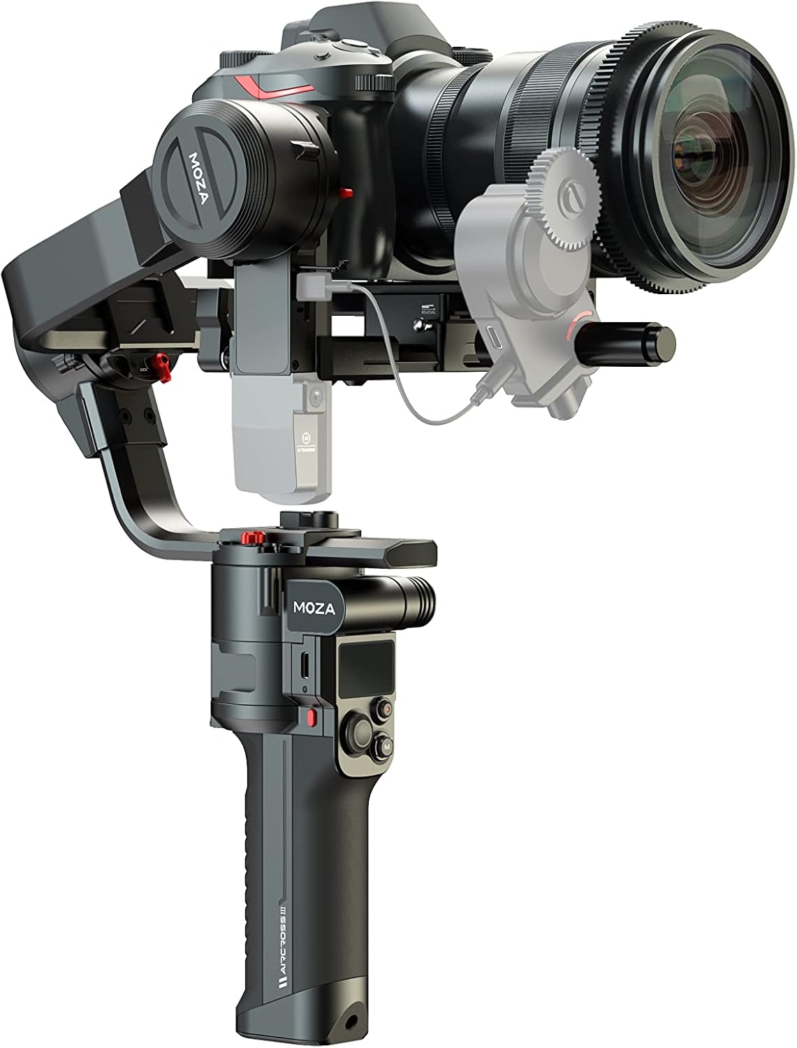 Moza Aircross 3 elektronische opvouwbare 3-assige gimbalstabilisator voor spiegelloze camera's (maximaal laadvermogen (3,2 kg/7 lbs) - zwart