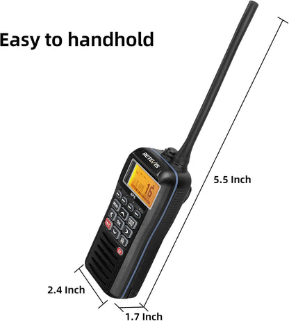 Retevis RM40 Marine radio, IP67 waterdicht, met DSC, GPS, draagbare zwevende radio, VHF Marine transceiver voor redding, kustwacht (zwart, 1 stuk)