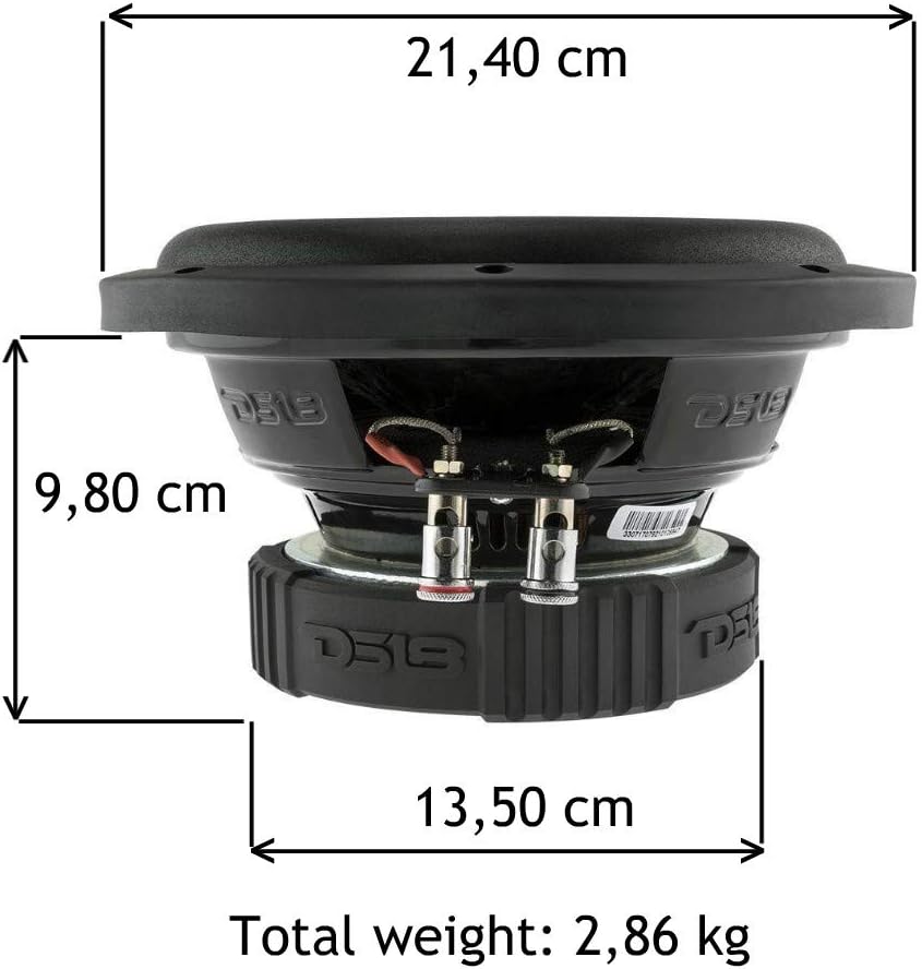 1 SUBWOOFER DS18 SELECT SLC-8S SLC8S 20,00 cm 200 mm 8" 200 watt rms en 400 watt max svc single voice coil 4 ohm sub ideaal voor kofferbakdeksel, 1 stuk