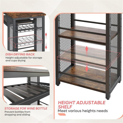 Bartafelset, bartafel met 2 barkrukken, eettafel, statafel met wijnglashouder en plank, keukentafel in industriële stijl, statafel voor bar, bistro en woonkamer (bruin)