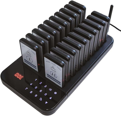 KZH Pager Systeem, Oproepsysteem Restaurant, 20 Pagers, 7 Oproepmodi, Gemakkelijk te Gebruiken, Waterdicht Aanraaktoetsenbord, Semafoonsysteem voor Bar, Ziekenhuis, Hotel