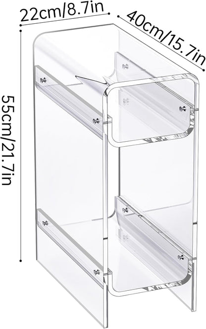 Doorzichtige acryl bijzettafel smalle, slanke bijzettafel voor kleine ruimtes, mager nachtkastje voor slaapkamer, woonkamer, kantoor (helder, 8,7 "x 15,7" x 55,1 cm)