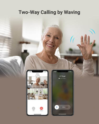 Beveiligingscamera - WiFi-bewakingscamera - Camerabewaking - met 360° - Dubbele Lens - 2K - 4MP+4 MP - Automatische Tracking - Persoons - Dierdetectie - Tweewegaudio - 10m Nachtzicht Patrouille - Privacymodus - voor Binnen - Wit