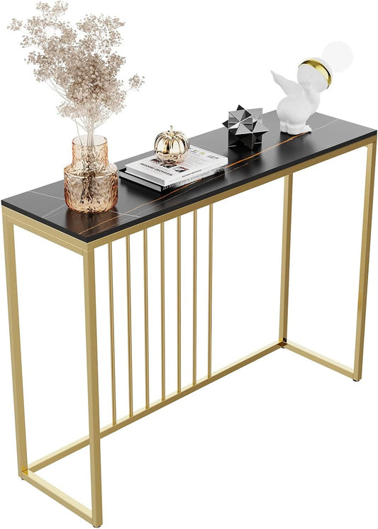 Consoletafel – Haltafel – Entreetafel – Sofa Tafel – Smalle Tafel – Gesinterde Steen Met Marmerlook – Hitte- En Krasbestendig