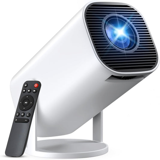 Mini-beamer, smart projector Full HD 1080P, kleine beamer, thuisbioscoop met wifi 6 en Bluetooth 5.2, ondersteunt automatische trapeziumcorrectie, 180 graden draaibaar, compatibel met HDMI/tv-stick