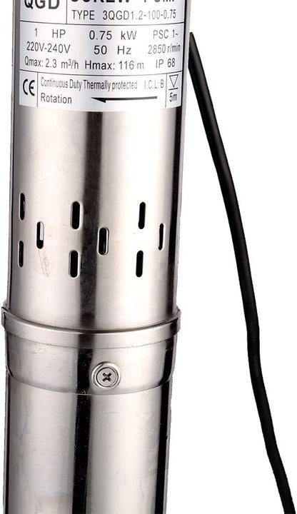 Diepbronpomp – Dompelpomp – Pomp – Tuinpomp – Huiswaterpomp – Roestvrij Stalen Behuizing – 0,75 kW 116 M Opvoerhoogte