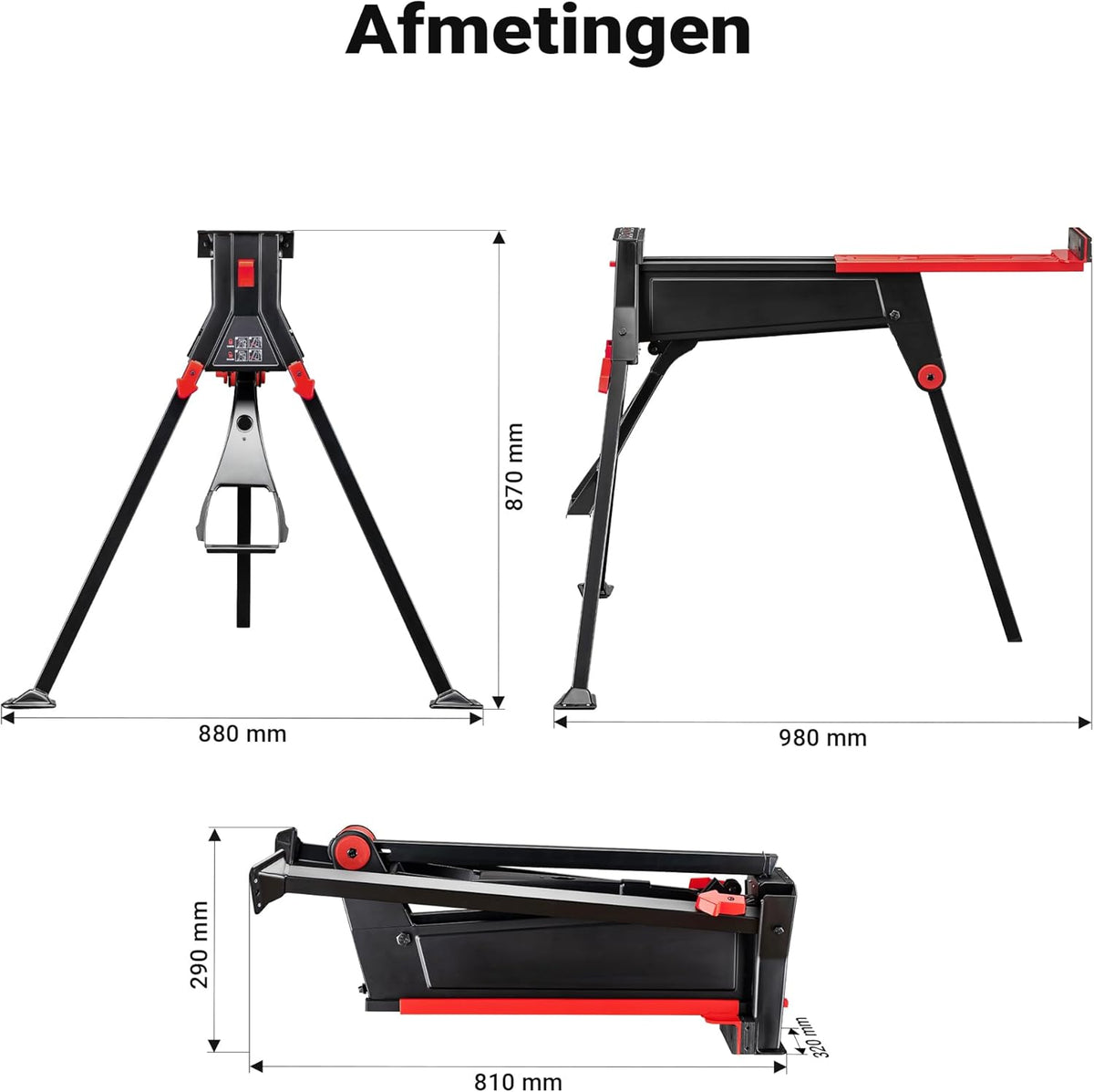 Wiltec werkbank met klemsysteem tot 200 kg, mobiele werktafel 98 x 88 x 87 cm, opvouwbare werkbank 0-95,5 cm klembereik