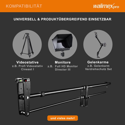 Camerakraan – Camera Jib, Jib Arm, Filmkraan, Boomarm – Incl. Contragewicht – Max. Lengte 200 Cm – Belastbaarheid Ca. 3 Kg
