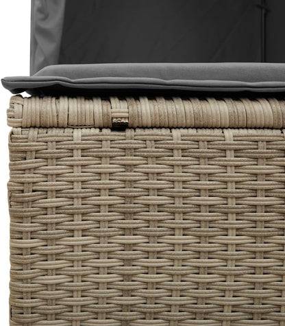 Outdoor Double Lounger with Adjustable Roof and Washable Cushion Made of Weatherproof Synthetic Rattan for Garden, Patio, Courtyard - QUORE