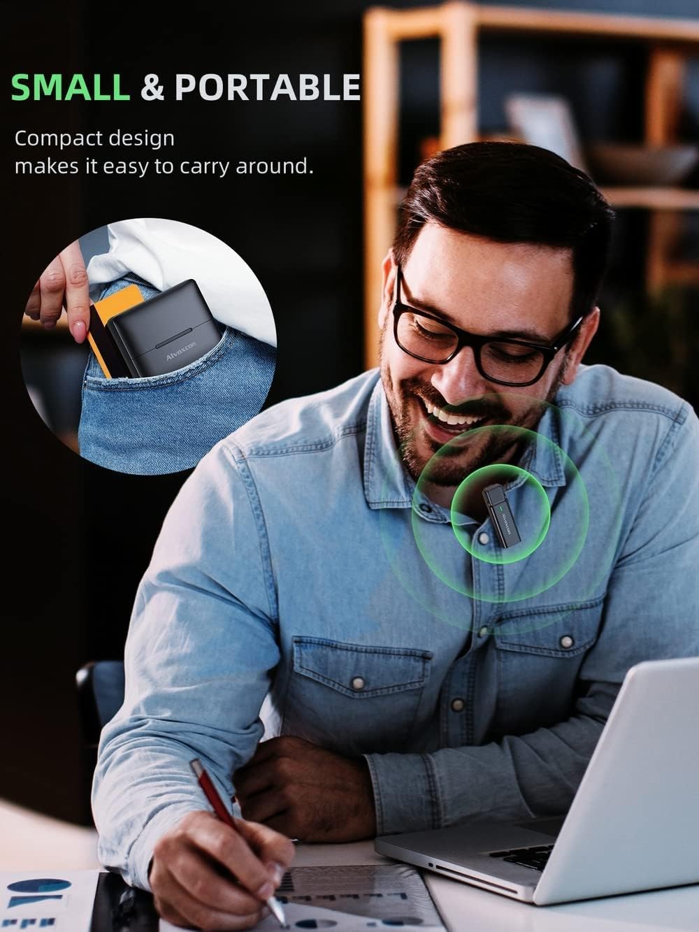 Draadloos lavalier microfoonsysteem – Draadloze reversmicrofoon – Lavalier microfoon – Clipmicrofoon – Draadloze microfoon voor iPhone en iPad (Lightning) – Oplaadcase – 2,4 GHz storingsarm met 18 meter bereik