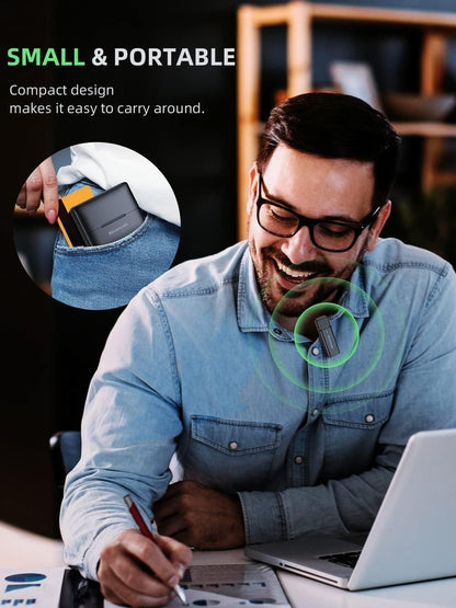 Draadloos lavalier microfoonsysteem – Draadloze reversmicrofoon – Lavalier microfoon – Clipmicrofoon – Draadloze microfoon voor iPhone en iPad (Lightning) – Oplaadcase – 2,4 GHz storingsarm met 18 meter bereik