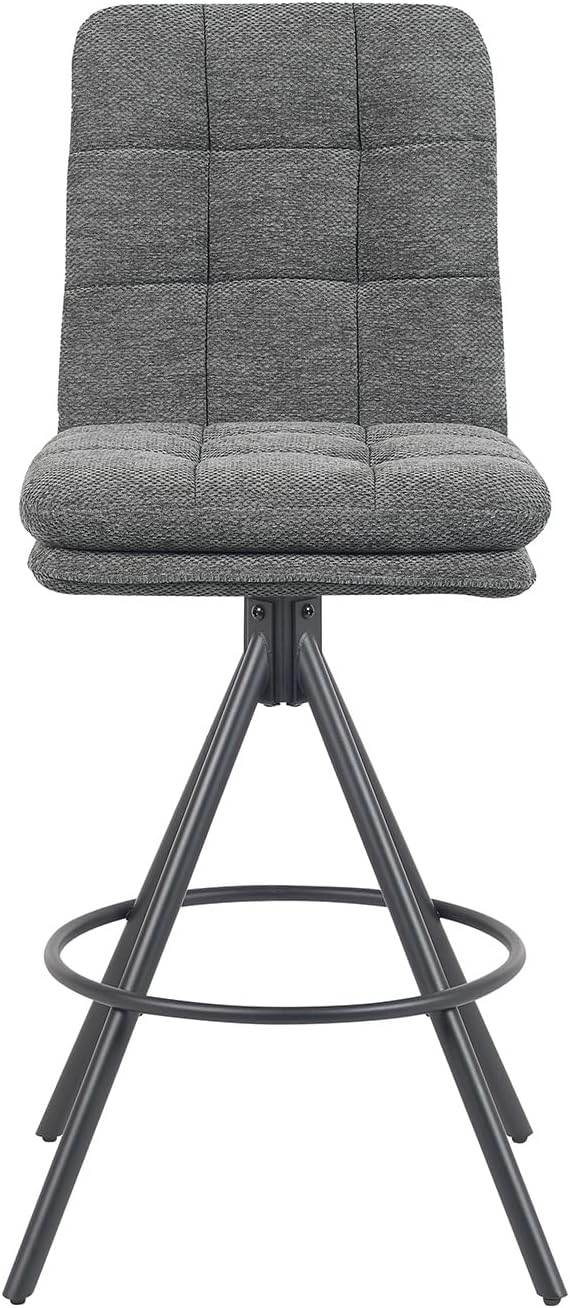 DUBI Möbel TAYO Premium Bar Stool, 360° Rotatable, Double Cushion and Fine Padded Backrest, Steel Frame with 4 Legs, Black Matte with Foot Ring, for Kitchen Island and Counter, Seat Height 71 cm - QUORE