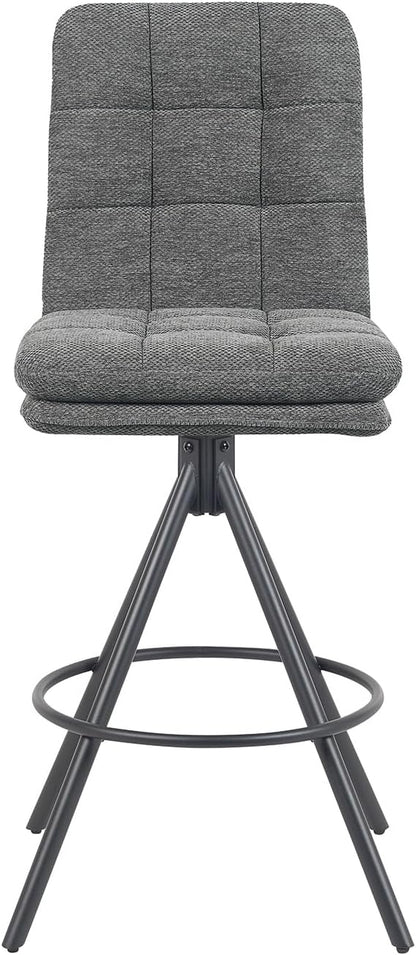 DUBI Möbel TAYO Premium Bar Stool, 360° Rotatable, Double Cushion and Fine Padded Backrest, Steel Frame with 4 Legs, Black Matte with Foot Ring, for Kitchen Island and Counter, Seat Height 71 cm - QUORE