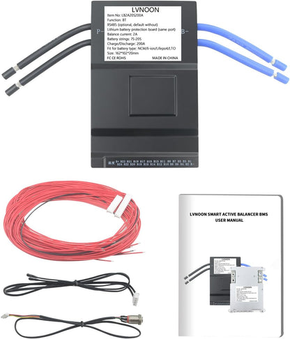 LB2A Smart Active Balancer BMS voor Li-ion NCM LFP LiFePo4 LTO Battery Management System 3S tot 24S 150A 200A 300A met APP Control 12V 24V 48V 60V 72V 84V (200A, 7-20S)