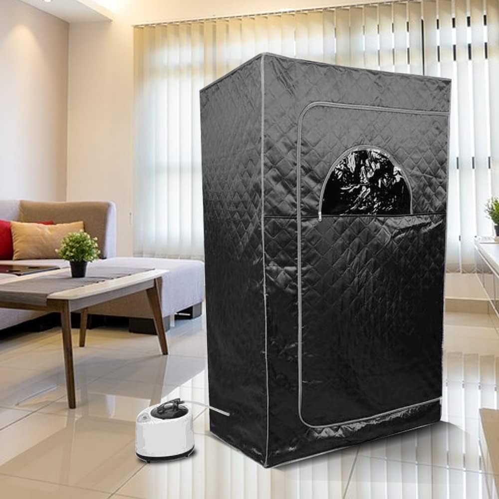 Draagbare Stoomsauna – Mini Sauna – Mobiele Sauna – Home Spa Sauna – Gezonde Sauna – Inklapbaar Design – 1000W Stoomgenerator met Timerfunctie (Zwart, 100 x 80 x 170 cm) - QUORE