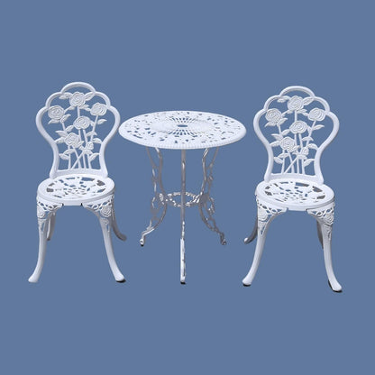 Outdoor meubels bistroset met rozenpatroon 1 tafel 2 stoelen voor tuin patio veranda (roze-wit)