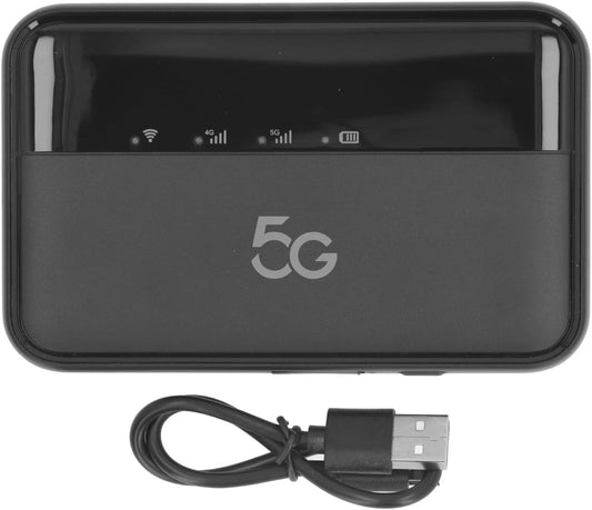 5G WiFi Mobiele Hotspot voor op Reis, 16 Aangesloten Apparaten, 10.000 MAh Type C Opladen, Draagbaar WiFi 6-apparaat voor op Reis, 5G Modem Draadloze Router met Nano-simkaartsleuf