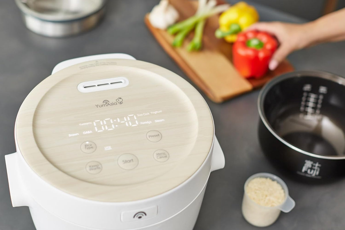 Yum Asia Fuji rijstkoker met inductieverwarming (IH) en keramische kom (5 kopjes, 1,0 liter), 7 rijstkookfuncties, 5 multicooker-functies, led-display, 220-240 V