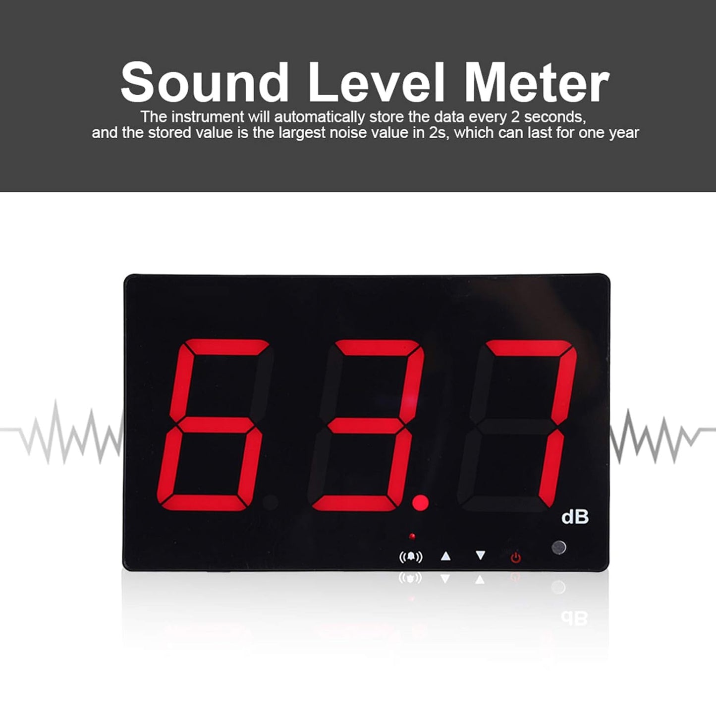 Fdit Digitale wandgemonteerde geluidsmeter, Decibel meter, geluidsniveau, geluidsmeter, tester, meetbereik 30-130 dB, nauwkeurigheid 1,5 dB met lcd-display