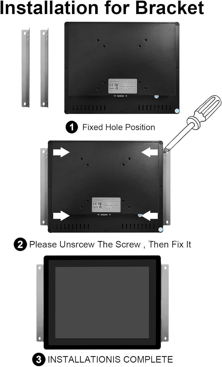 VSDISPLAY 10,4 inch industrieel touch-display, 1024 × 768, 300 nits, IP65 frontplaat, 10-punts touch, grote kijkhoek, aluminium behuizing