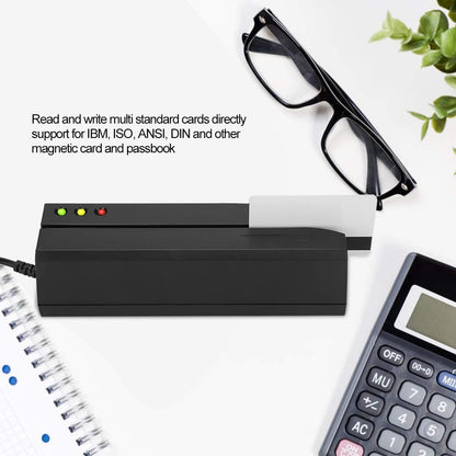 Yosoo Health Gear Magnetische Streepkaartlezer, MSR605X USB Swipe Card Reader LED -indicator MAGSTRIPE Writer 3 Tracks