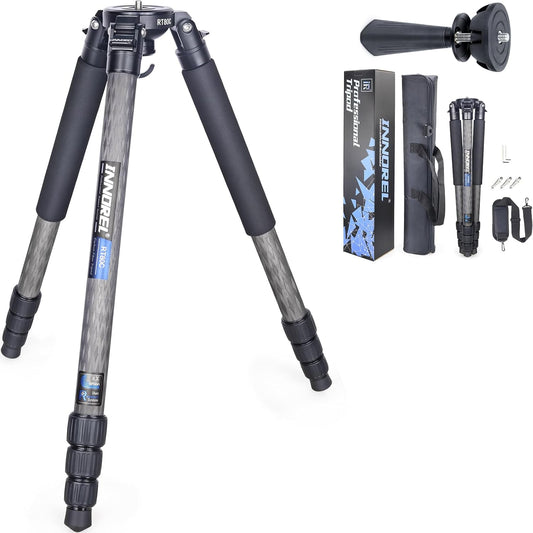 INNOREL RT80C Koolstofvezel Statief Moerslot Professioneel Camera Statief voor Zwaar Gebruik, Ultrastabiel Max buis 32 mm Max Belasting 20 kg Werkhoogte 27-160cm met 65mm Komadapter/zak