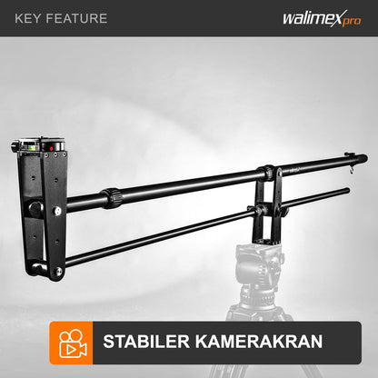 Camerakraan – Camera Jib, Jib Arm, Filmkraan, Boomarm – Incl. Contragewicht – Max. Lengte 200 Cm – Belastbaarheid Ca. 3 Kg