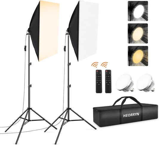 Softbox Set Fotostudio – Studiolampen – Fotolampen – Portretlampen – Fotostudio Verlichting – 2X 50 X 70 CM – 85 W LED – Dimbaar 2700-6400 K