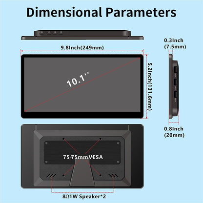 10,1 inch touchscreen mini-monitor, IPS 1540 × 720 USB-C HDMI draagbaar secundair scherm met standaard & luidspreker, gestrekt bar screen voor PC Laptop Rasp PI AIDA64 STEM DIY