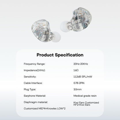 In-Ear Monitor – IEM – Oordopjes – Oortjes – In-Ear Oordopjes – Transparant – 8 Gebalanceerde Armatuurdrivers – Drieweg Passieve Crossover