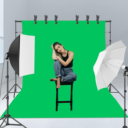 EMART Fotostudio-set, 2,6 m x 3 m, fotostudio achtergrondsysteem met 3 achtergronden + standaard + softbox set + reflector 5-in-1 + paraplu's voor fotostudio, productportret, video fotografie