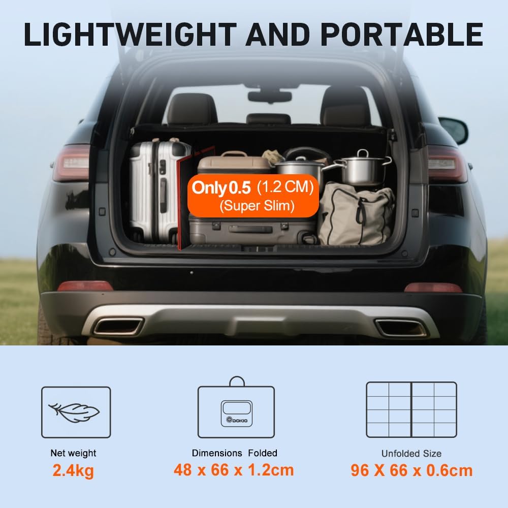 DOKIO Opvouwbaar Zonnepaneel 100w 12v Monokristallijne zonnelader met 10A-controller voor caravan camper camping Auto Boot Batterij opladen
