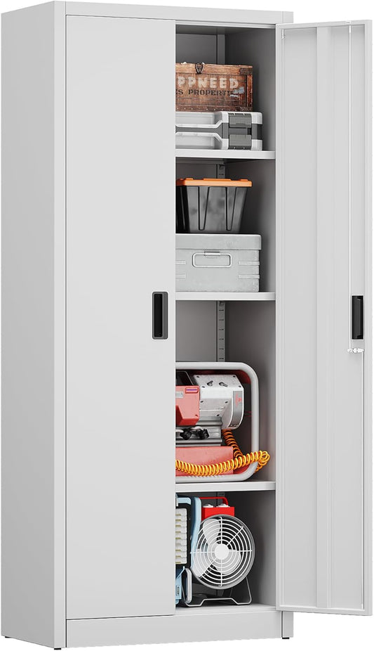 Archiefkast, met 3 in hoogte verstelbare metalen planken, plaatstaal gepoedercoat, voor garage, kelder en kantoor, 170 x 70 x 38 cm (wit)