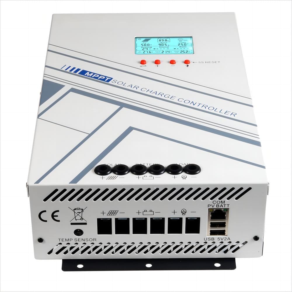 Yoving 100A MPPT Solar Charging Controller 24V 12V Auto Max 100V 2500W DC Zonnepaneel Regulator Charge Controller met LCD-display en temperatuursensor, werkt voor verzegeling, gel, floded en lithium.
