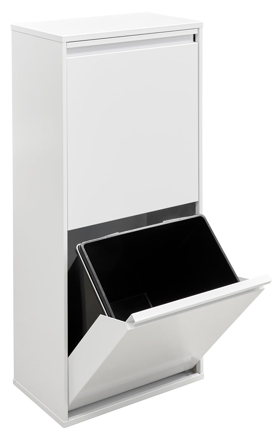 ARREGUI Basic CR401-B2 Recyclingcontainer | Afvalcontainer in Staal | 2 Compartimenten 2x23L (46 L) | Binnenemmers met Hoge Capaciteit | Multifunctionele Recyclebak | Afvalbak voor Keuken of Huis| Wit