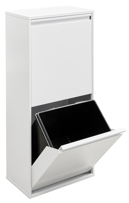 ARREGUI Basic CR401-B2 Recyclingcontainer | Afvalcontainer in Staal | 2 Compartimenten 2x23L (46 L) | Binnenemmers met Hoge Capaciteit | Multifunctionele Recyclebak | Afvalbak voor Keuken of Huis| Wit