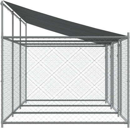 Dog Cage with Roof and Doors, Grey, 6x2x2 m, Galvanized Steel, Walk-In Chicken Coop, Galvanized Chicken Coop, Chicken Coop, Chicken Coop, Backyard