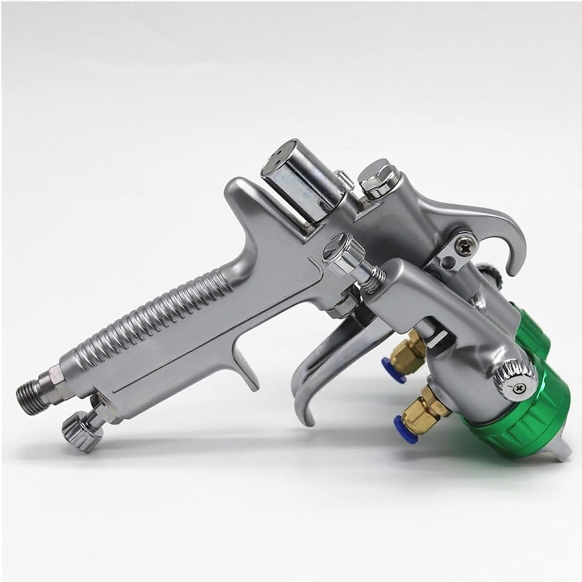 Dubbele Hoofd Druk Feed Verfspuit – Verfspuitpistool – Pneumatisch Spuitpistool – Spuitapparaat – Schilderpistool – Roestvrijstalen Onderdelen – Dubbele Pot 1000ml – Hoge Precisie 1,3mm Mundstuk – Luchtverbruik 8-12 cfm