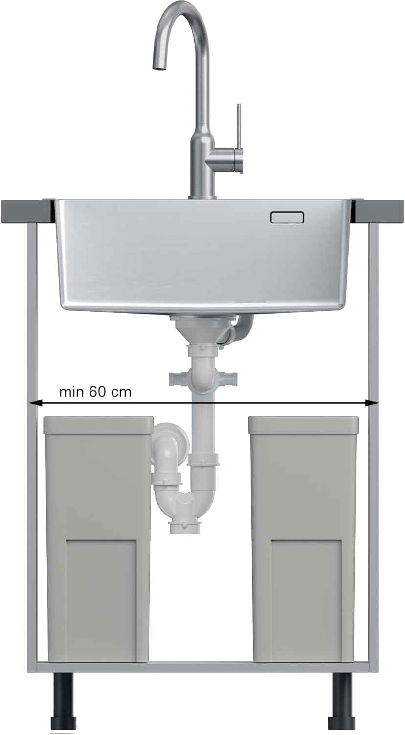 Quadron spoelbak roestvrij stalen spoelbak | afmeting 55 x 48 cm kleur: pvc goud | spoelbak Russel 110 enkele wastafel keukenspoelbak met stalen kamer roestvrij stalen spoelbak | met sifon en
