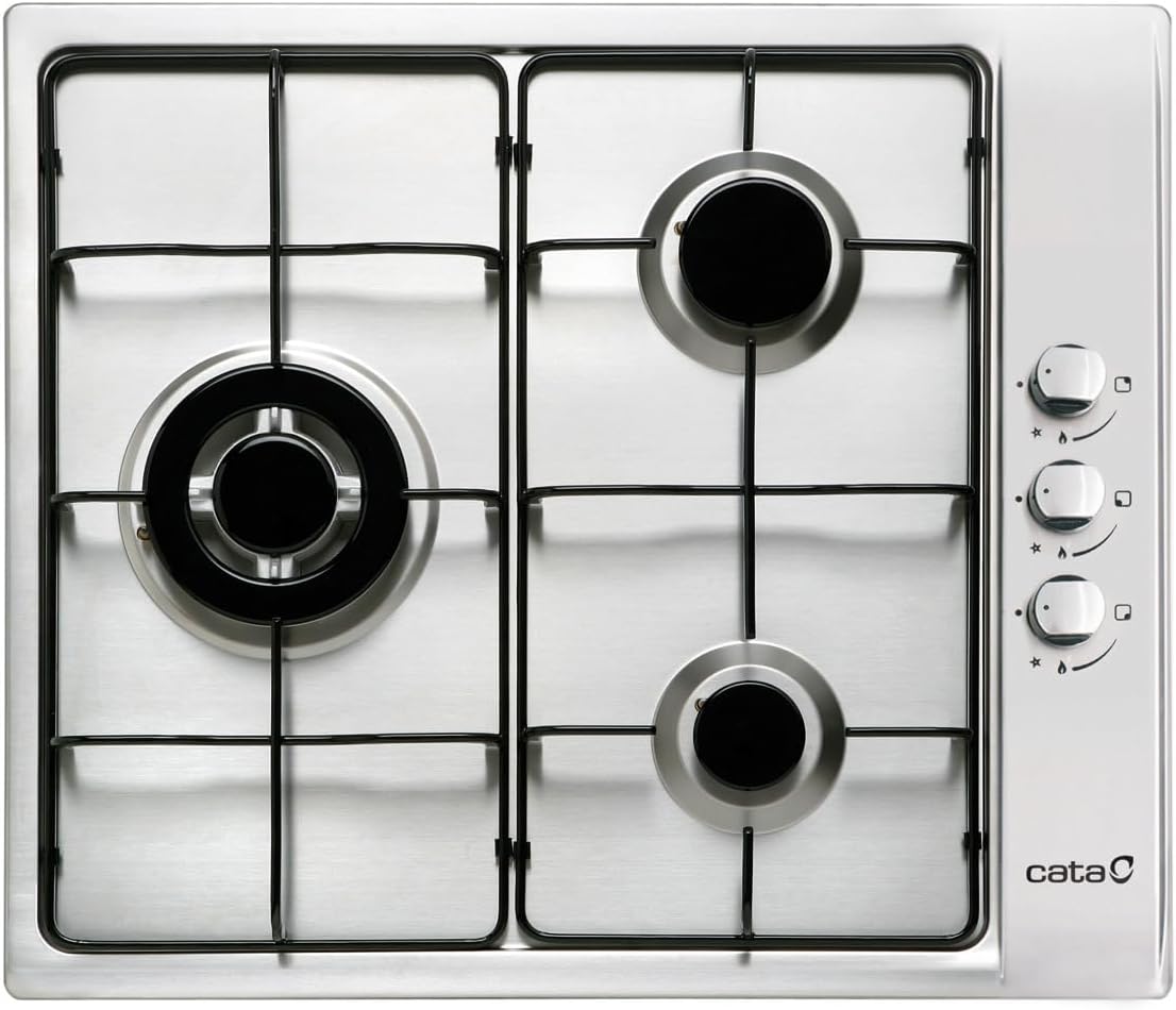 Gaskookplaat – Gasfornuis – Kookplaat – Gaspitten – Gaskooktoestel – 3 Gasbranders – Geïntegreerde Elektrische Ontsteking – Veiligheidsventielen – 58 cm – 6,25 kW