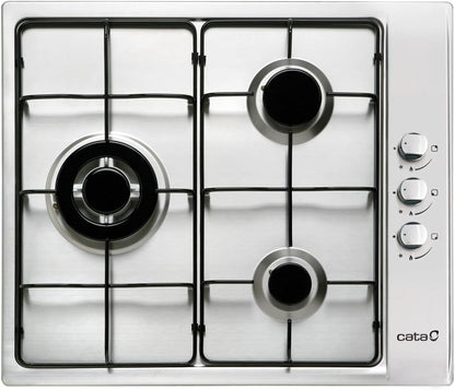 Gaskookplaat – Gasfornuis – Kookplaat – Gaspitten – Gaskooktoestel – 3 Gasbranders – Geïntegreerde Elektrische Ontsteking – Veiligheidsventielen – 58 cm – 6,25 kW